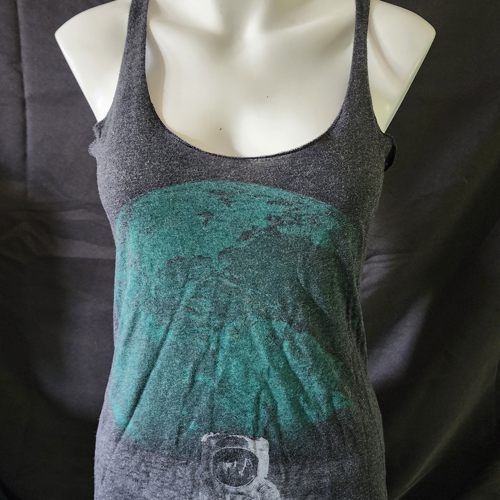 Gray and Green Women's Tank Top